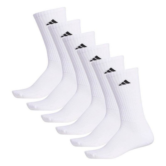 ADIDAS• ATHLETIC CUSHIONED CREW SOCKS • 6 PAIRS - Picture 4 of 6